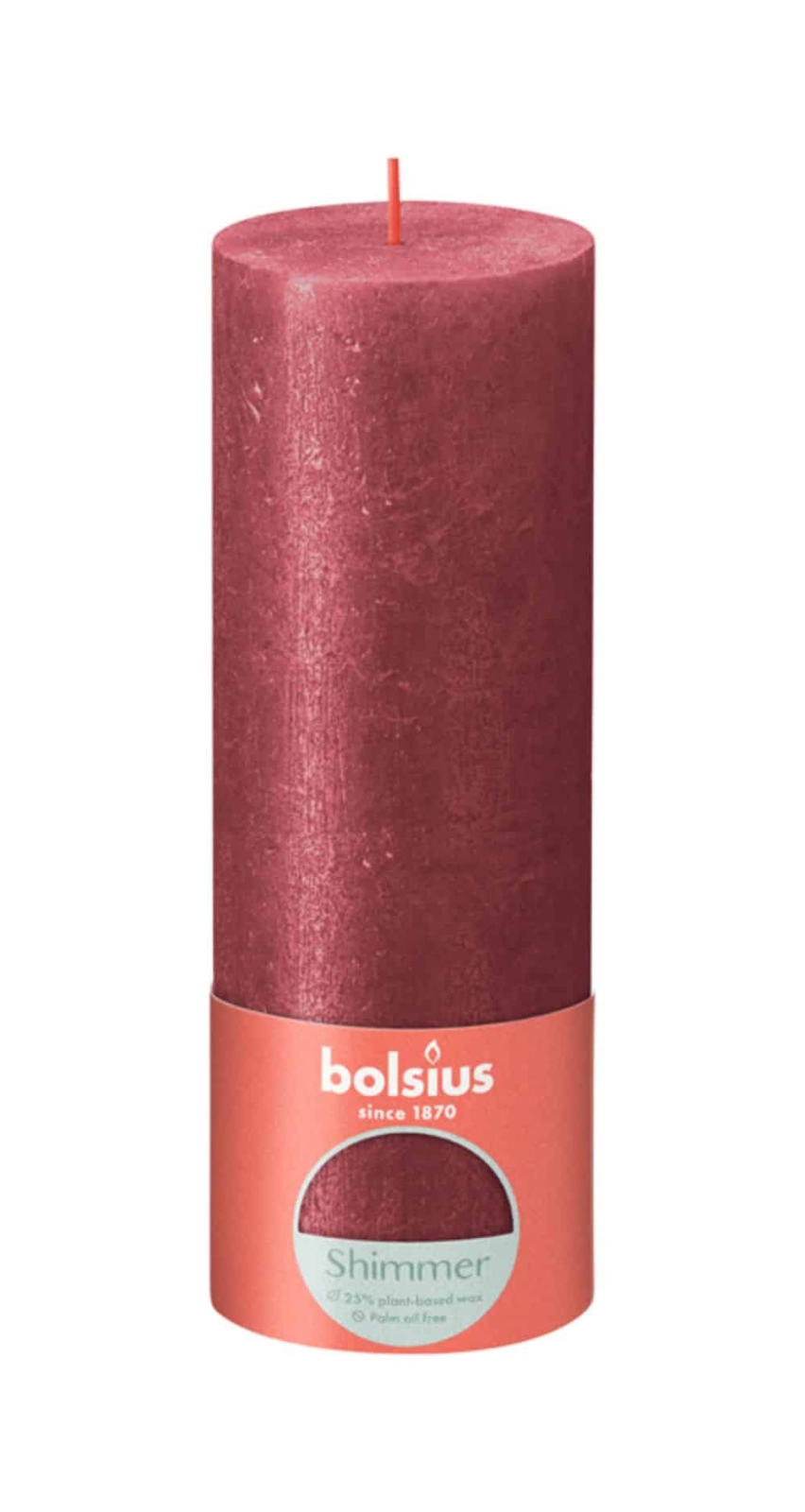BOLSIUS RUSTIEK STOMPKAARS SHIMMER 190/68 - RED ()