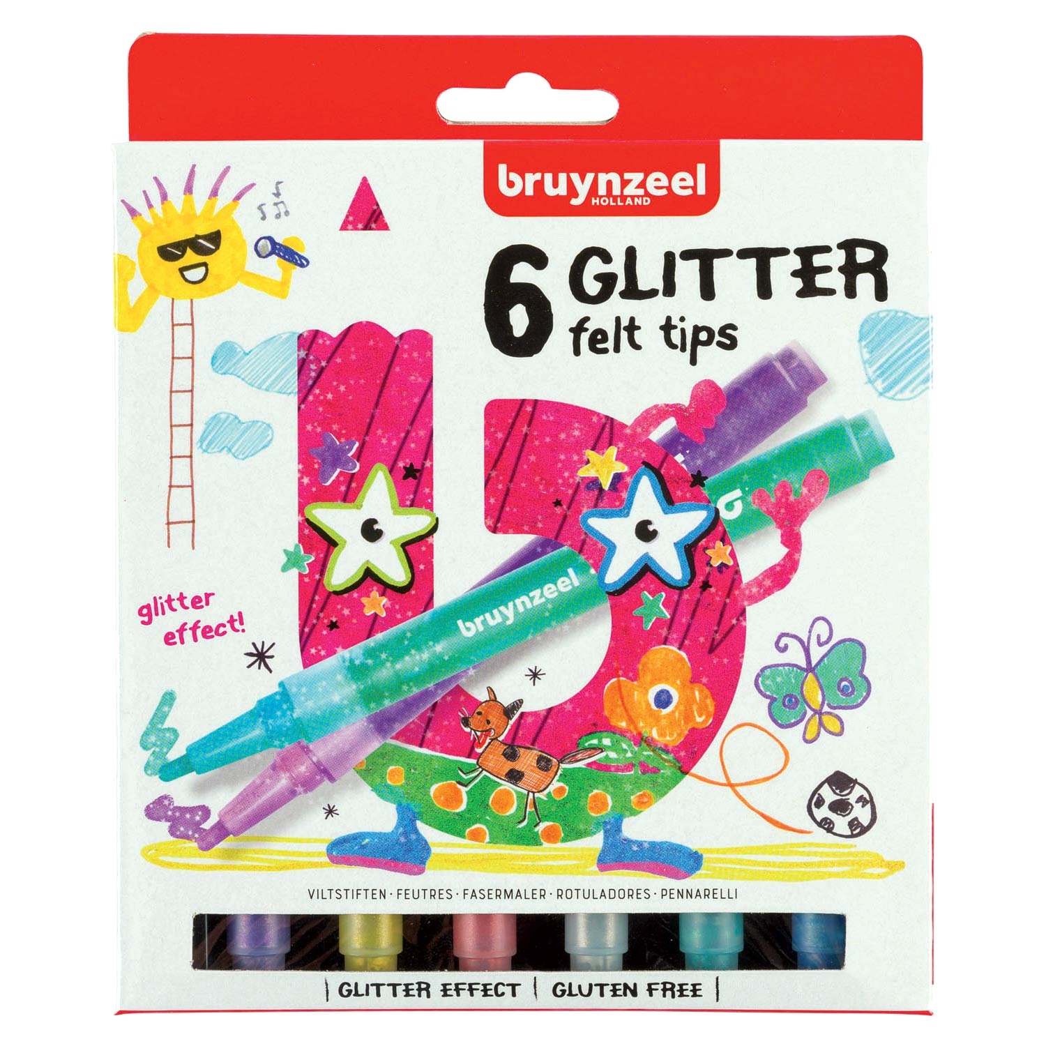 BZ KIDS VILTSTIFTEN GLITTER 6 (BRUYNZEEL 6 GLITTERSTIFTEN)