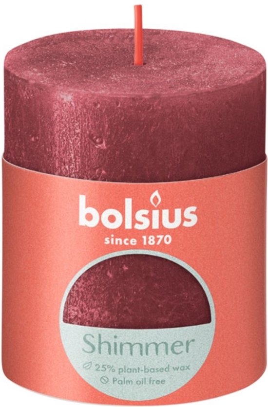 BOLSIUS RUSTIEK STOMPKAARS SHIMMER 80/68 - RED ()
