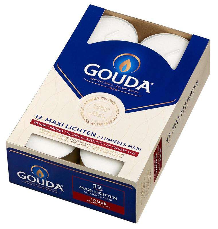GOUDA WAXINELICHT MAXI 10 UUR BOX 12 WIT (104131106700)