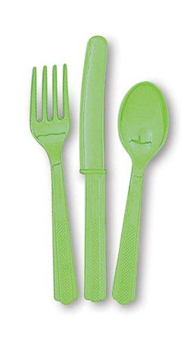 ASSORTED CUTLERY LIME GREEN 18 PIECES ()